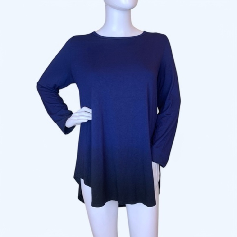 KAREN by Karen Kane Women's Navy Blue Ombré Long Sleeve Top Size Large